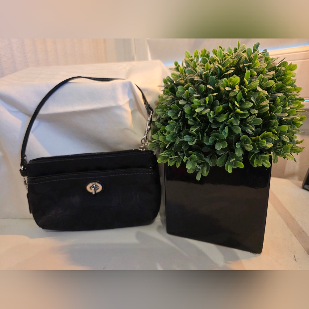 Authentic Black Coach Logo Wristlet